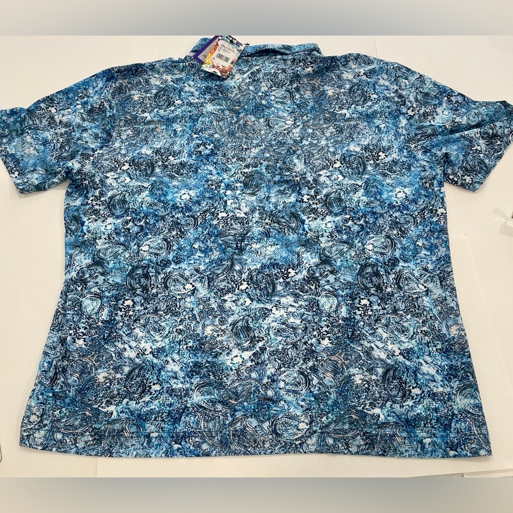 ROBERT GRAHAM Golf Clubhouse Blue Paisley UV Wicking Short Sleeve Polo NWT (XXL - Picture 6 of 13